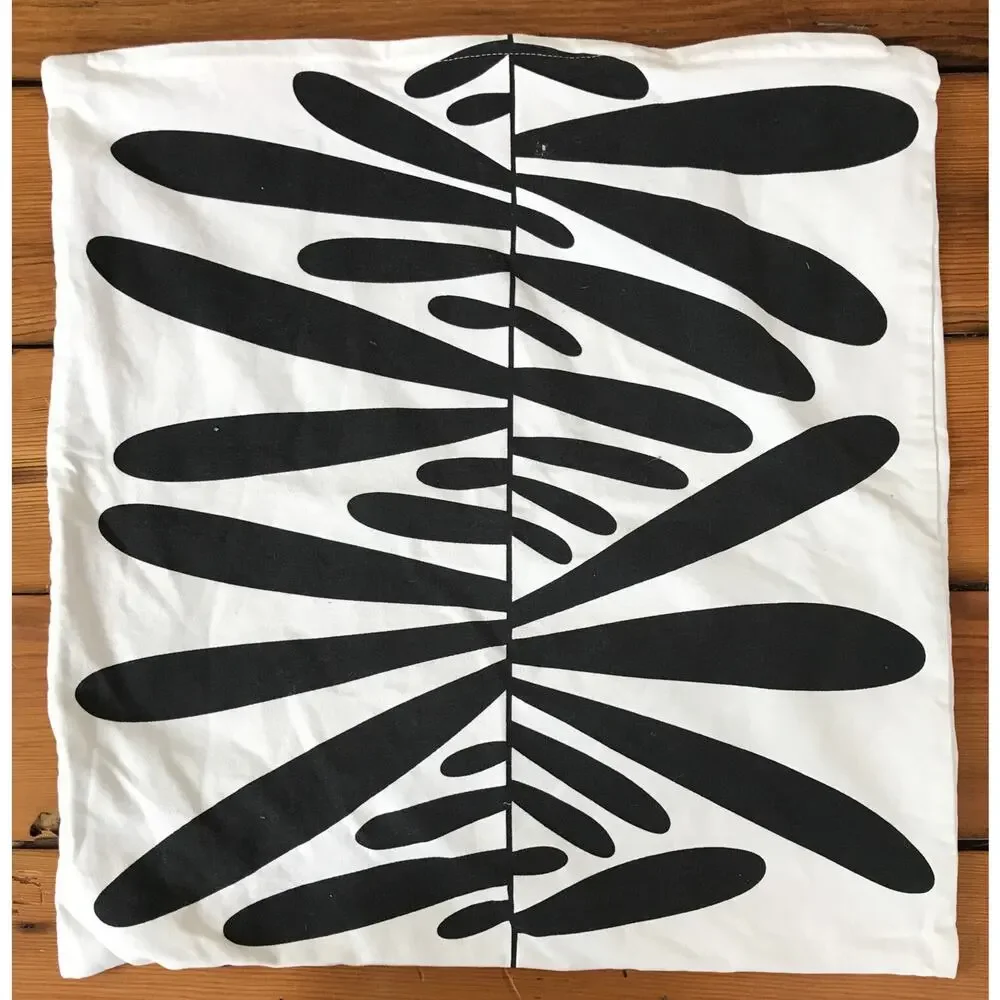 Ikea Majsmott Black White Patterned Cotton Zip Throw Pillow Case Cover 20